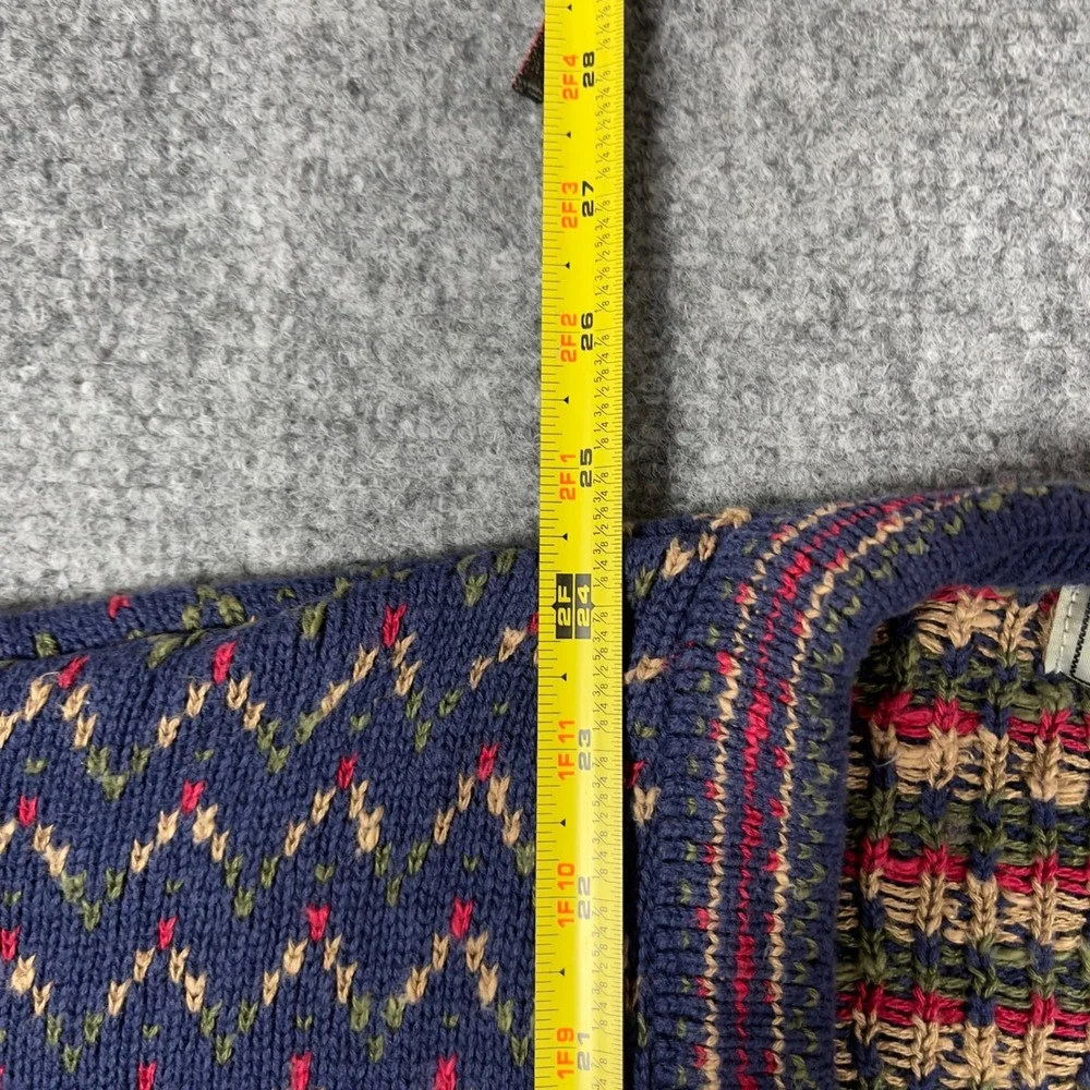 Christopher Hayes Cardigan Mens Large Blue Cotton Linen Chevron Knit Vintage